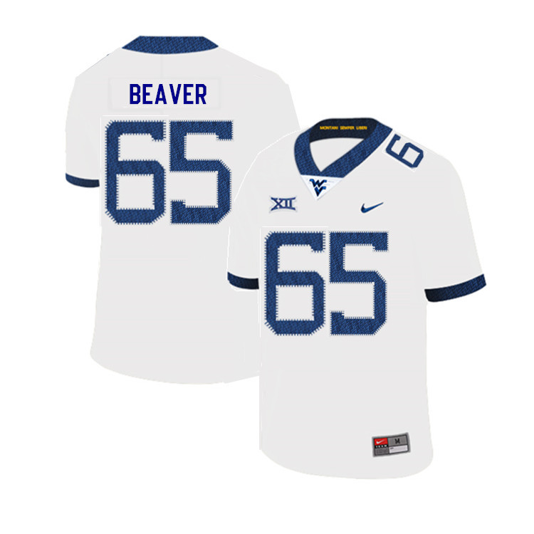 NCAA Men's Donavan Beaver West Virginia Mountaineers White #65 Nike Stitched Football College 2019 Authentic Jersey KA23S60MV
